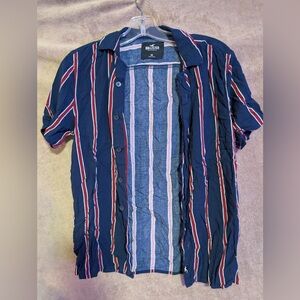 Hollister women’s Navy Striped Button Down Shirt size xs